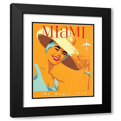 Miami Magic City Black Modern Wood Framed Art Print with Double Matting by Unknown