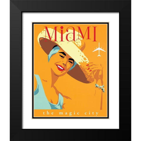 Miami Magic City Black Modern Wood Framed Art Print with Double Matting by Unknown