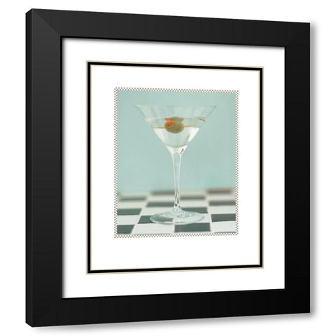 Martini with nOlive Green Black Modern Wood Framed Art Print with Double Matting by Frontline