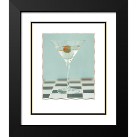 Martini with nOlive Green Black Modern Wood Framed Art Print with Double Matting by Frontline