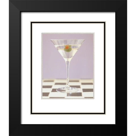 Martini with Olive Pink Black Modern Wood Framed Art Print with Double Matting by Frontline