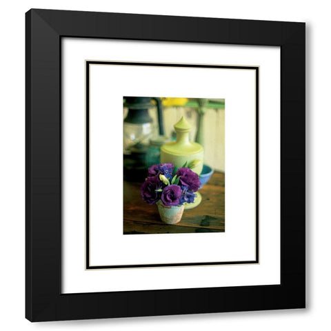 Lantern Flower Black Modern Wood Framed Art Print with Double Matting by Frontline