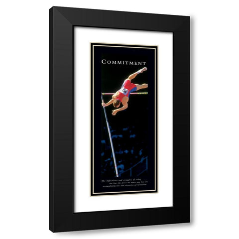 Commitment - Pole Vaulter Black Modern Wood Framed Art Print with Double Matting by Frontline