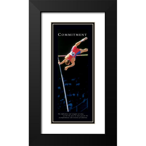 Commitment - Pole Vaulter Black Modern Wood Framed Art Print with Double Matting by Frontline