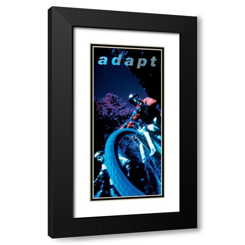 Adapt - Mountain Biker Black Modern Wood Framed Art Print with Double Matting by Frontline