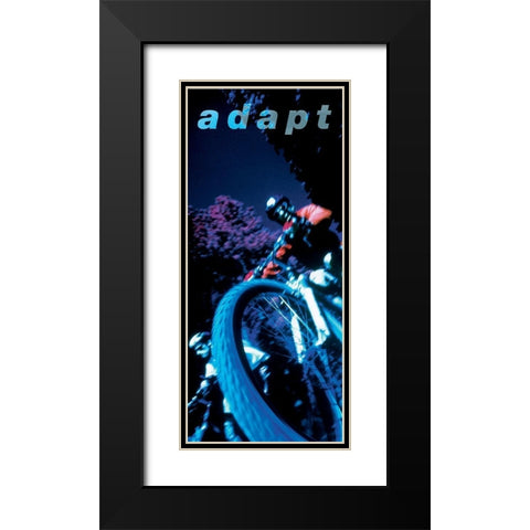 Adapt - Mountain Biker Black Modern Wood Framed Art Print with Double Matting by Frontline