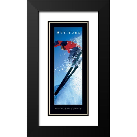 Attitude - Skier Black Modern Wood Framed Art Print with Double Matting by Frontline