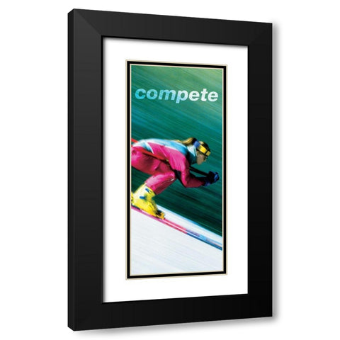 Compete Downhill Skier Black Modern Wood Framed Art Print with Double Matting by Unknown