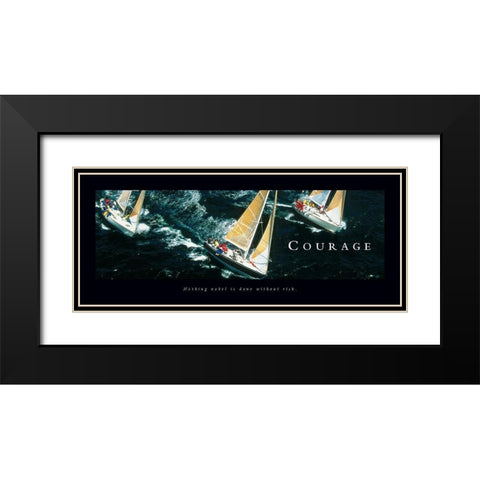 Courage - Sailboats Black Modern Wood Framed Art Print with Double Matting by Frontline