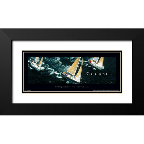 Courage Sailboats Black Modern Wood Framed Art Print with Double Matting by Unknown