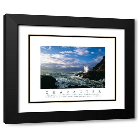 Character - Crashing Wave Black Modern Wood Framed Art Print with Double Matting by Frontline