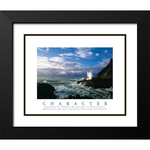 Character - Crashing Wave Black Modern Wood Framed Art Print with Double Matting by Frontline