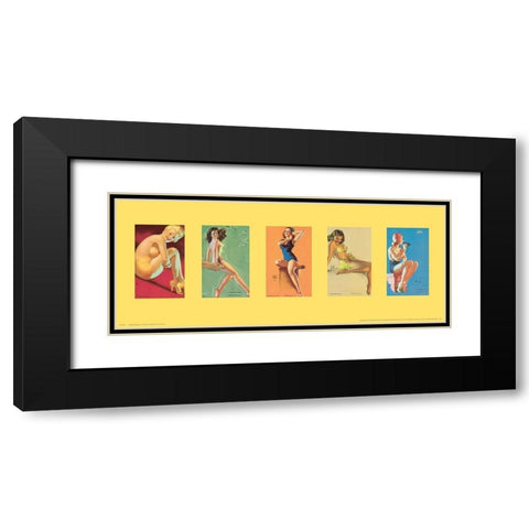 Pin Up Girls Panel I Black Modern Wood Framed Art Print with Double Matting by Unknown