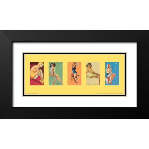 Pin Up Girls Panel I Black Modern Wood Framed Art Print with Double Matting by Unknown