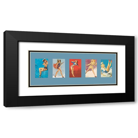 Pin Up Girls Panel II Black Modern Wood Framed Art Print with Double Matting by Unknown