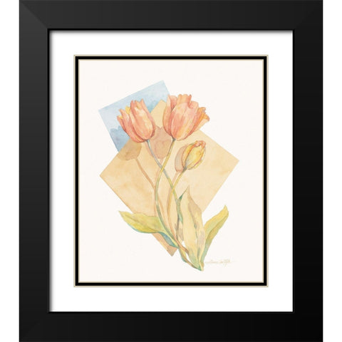 Tulip Pastel Collage I  Black Modern Wood Framed Art Print with Double Matting by Unknown