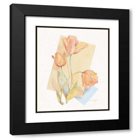Tulip Pastel Collage II Black Modern Wood Framed Art Print with Double Matting by Unknown