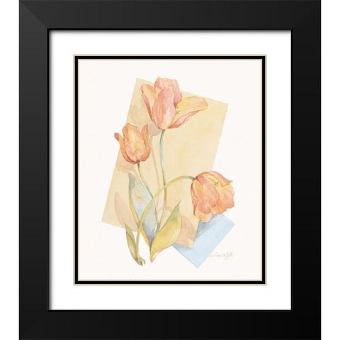 Tulip Pastel Collage II Black Modern Wood Framed Art Print with Double Matting by Unknown