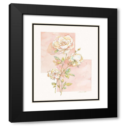Rose Pastel Collage I Black Modern Wood Framed Art Print with Double Matting by Unknown