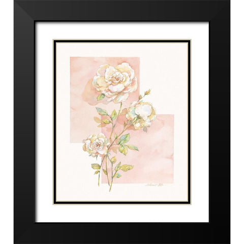 Rose Pastel Collage I Black Modern Wood Framed Art Print with Double Matting by Unknown