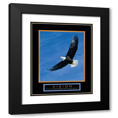 Vision Eagle in Flight Black Modern Wood Framed Art Print with Double Matting by Unknown