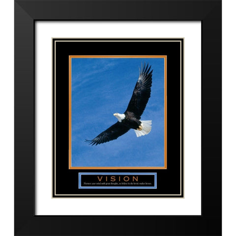 Vision Eagle in Flight Black Modern Wood Framed Art Print with Double Matting by Unknown