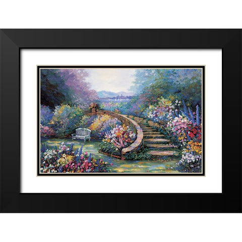 Garden View II Black Modern Wood Framed Art Print with Double Matting by Unknown