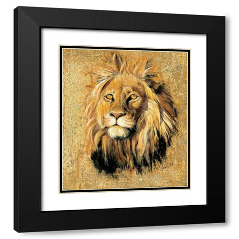 Lion Black Modern Wood Framed Art Print with Double Matting by Unknown