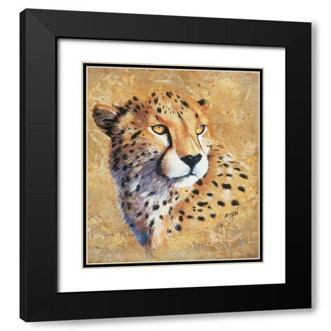 Jaguar Black Modern Wood Framed Art Print with Double Matting by Unknown