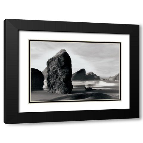 Ocean Stones Black Modern Wood Framed Art Print with Double Matting by Unknown