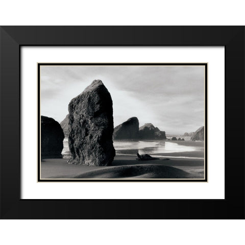 Ocean Stones Black Modern Wood Framed Art Print with Double Matting by Unknown