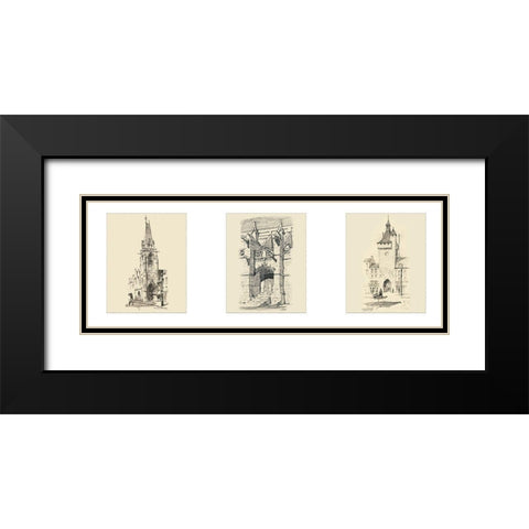 Villeneuve Black Modern Wood Framed Art Print with Double Matting by Unknown