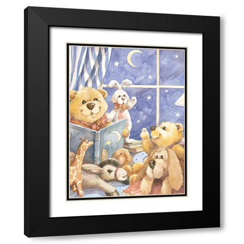 Teddy Bear Good Night I Black Modern Wood Framed Art Print with Double Matting by Unknown