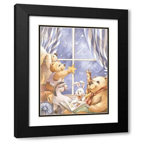 Teddy Bear Good Night II Black Modern Wood Framed Art Print with Double Matting by Unknown
