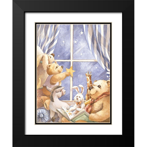 Teddy Bear Good Night II Black Modern Wood Framed Art Print with Double Matting by Unknown