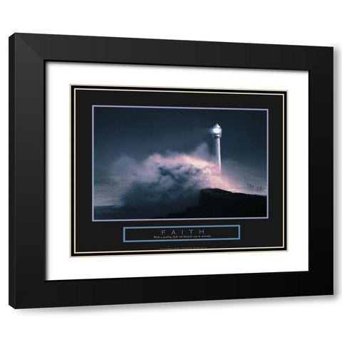 Faith - Lighthouse Black Modern Wood Framed Art Print with Double Matting by Unknown