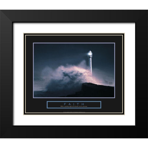 Faith - Lighthouse Black Modern Wood Framed Art Print with Double Matting by Unknown