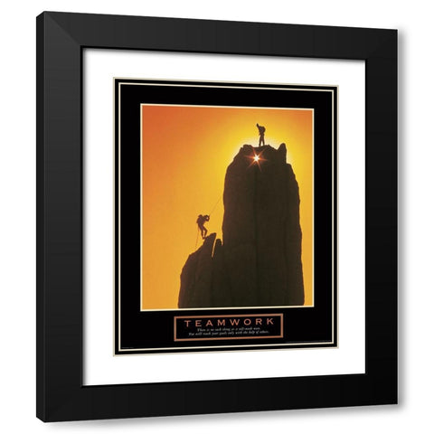 Teamwork - Sunset Climbers Black Modern Wood Framed Art Print with Double Matting by Frontline