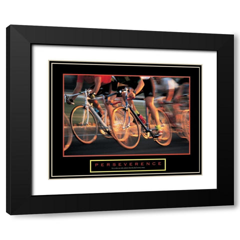 Perseverance - Bike Race Black Modern Wood Framed Art Print with Double Matting by Unknown