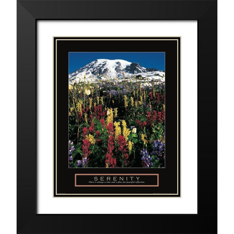 Mount Rainier Black Modern Wood Framed Art Print with Double Matting by Frontline