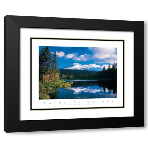 Reflections Mountain in Lake Black Modern Wood Framed Art Print with Double Matting by Unknown
