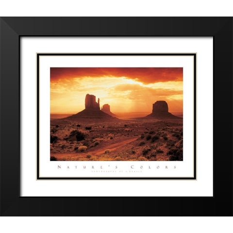 Red Rocks Black Modern Wood Framed Art Print with Double Matting by Unknown