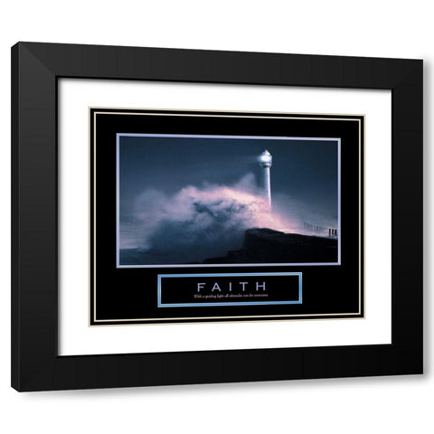 Faith - Lighthouse Black Modern Wood Framed Art Print with Double Matting by Unknown