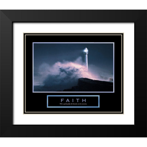 Faith - Lighthouse Black Modern Wood Framed Art Print with Double Matting by Unknown