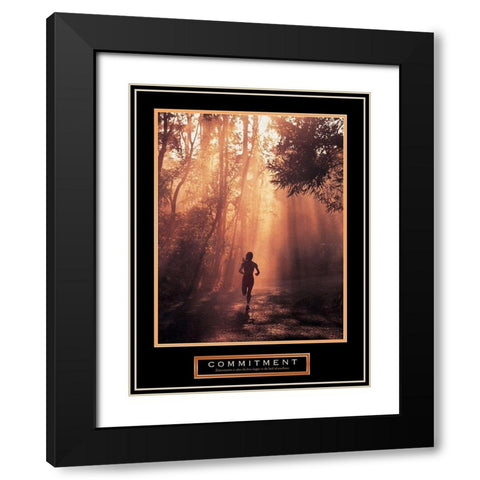 Runner - Commitment Black Modern Wood Framed Art Print with Double Matting by Unknown