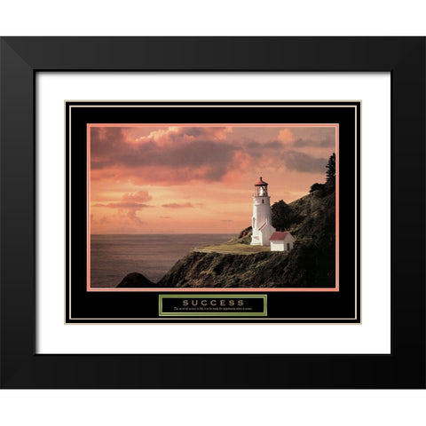 Lighthouse Black Modern Wood Framed Art Print with Double Matting by Unknown