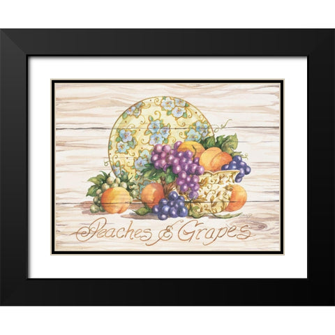 Peaches and Grapes Black Modern Wood Framed Art Print with Double Matting by Unknown