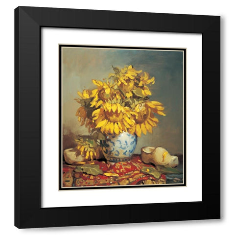 Sunflowers in Vase I Black Modern Wood Framed Art Print with Double Matting by Unknown