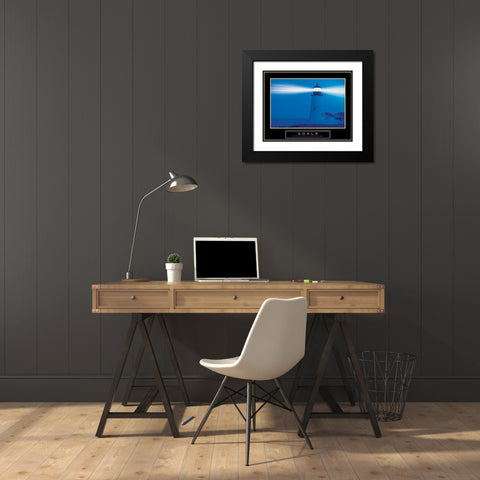 Lighthouse Black Modern Wood Framed Art Print with Double Matting by Unknown
