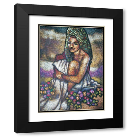 Nubian Lady Sitting I Black Modern Wood Framed Art Print with Double Matting by Unknown